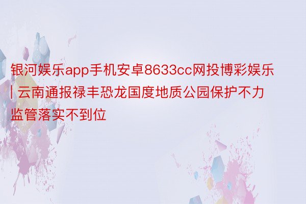 银河娱乐app手机安卓8633cc网投博彩娱乐 | 云南通报禄丰恐龙国度地质公园保护不力 监管落实不到位