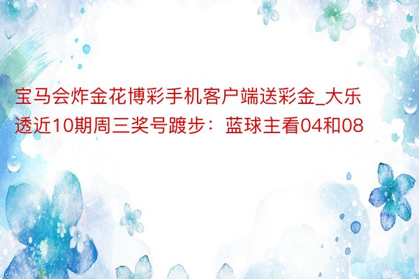 宝马会炸金花博彩手机客户端送彩金_大乐透近10期周三奖号踱步：蓝球主看04和08