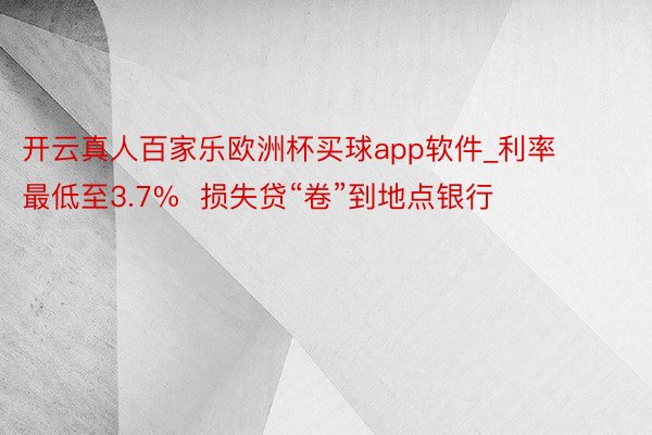 开云真人百家乐欧洲杯买球app软件_利率最低至3.7%  损失贷“卷”到地点银行